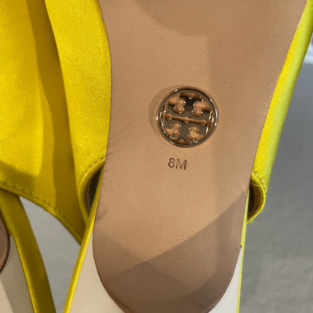 Tory Burch Runway Women’s Satin Slingback Pump Size 8, Yellow - Picture 8 of 10